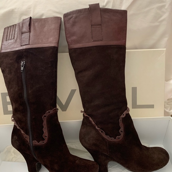 Brown suede Biviel knee high boots - Picture 1 of 2